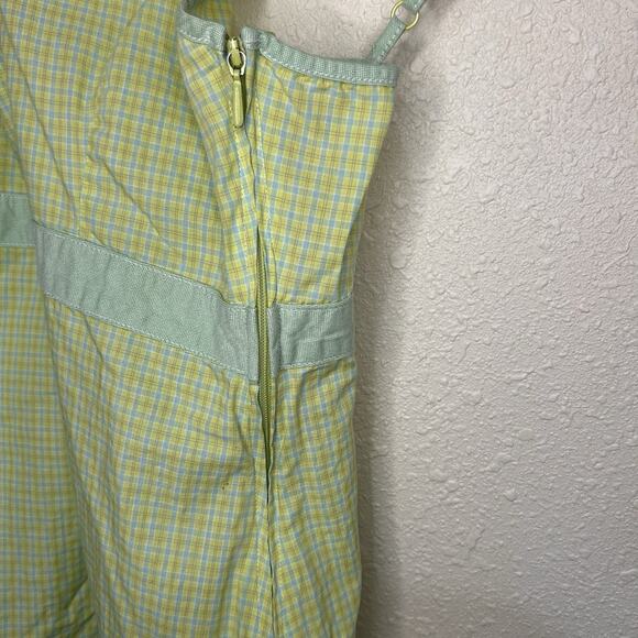 Made In Italy Of Benetton Taglia Plaid Summer Dress Cotton Green Size Small - Picture 6 of 11